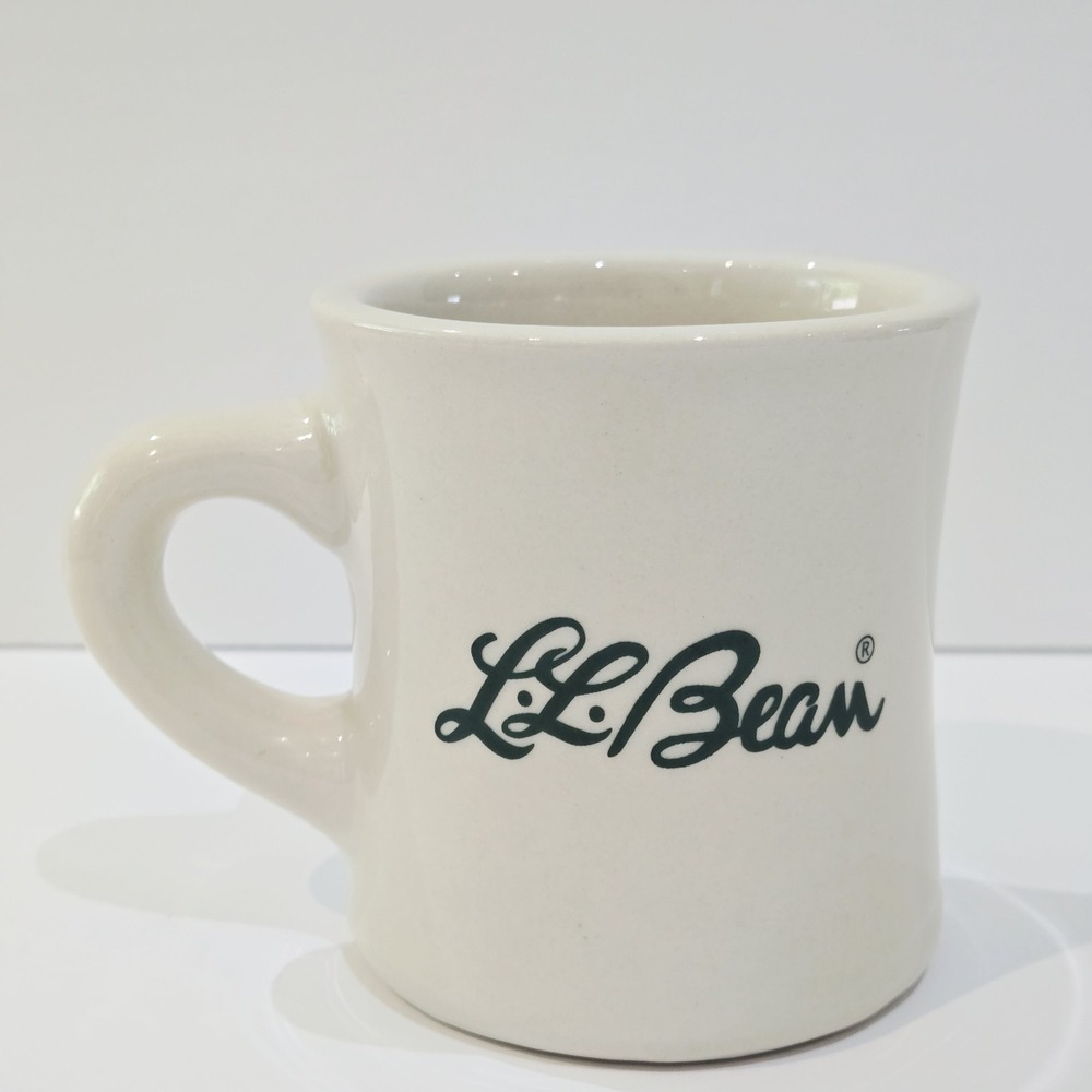 LL Bean Ceramic Diner Coffee Mug Westford China Vintage Script Logo Heavy Cup